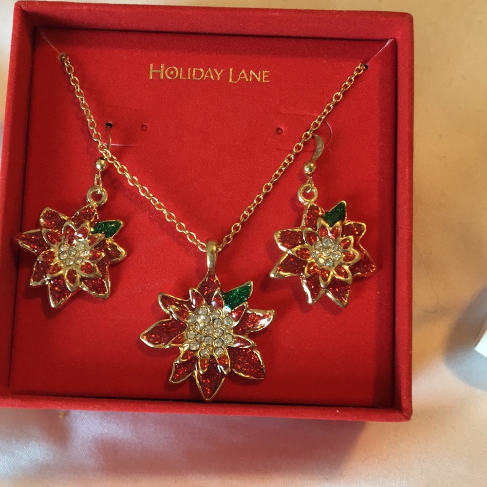 Christmas necklace and earrings